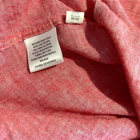 Tasso Elba Island Linen Blend Button Shirt Men's XL Teal Long Roll Tab Sleeve - Picture 5 of 6